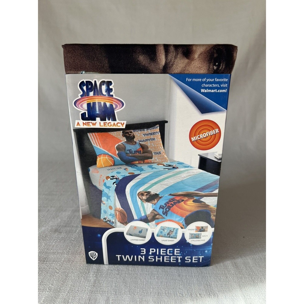 Space Jam 2 Looney Ballers 4 PC Twin Bedding Sheet Set New Lebron James